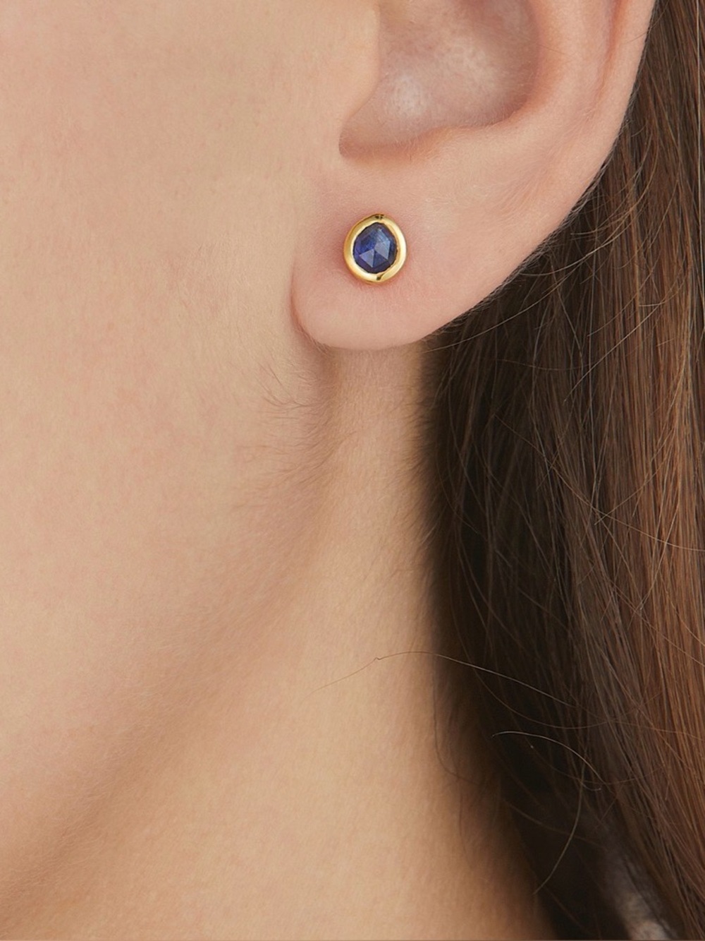 Gold and Kyanite Stud Earrings